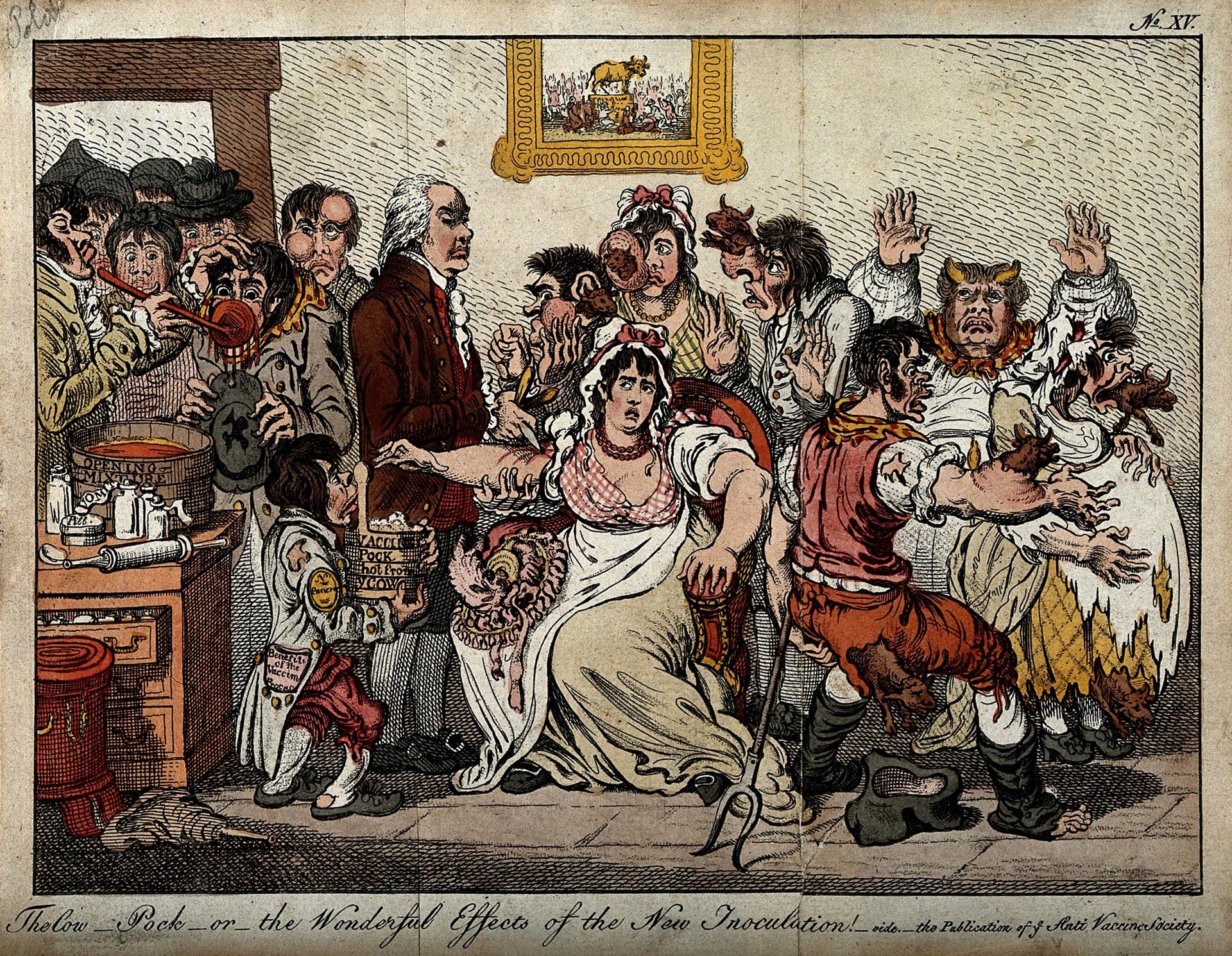 Illustration of Edward Jenner inoculating patients