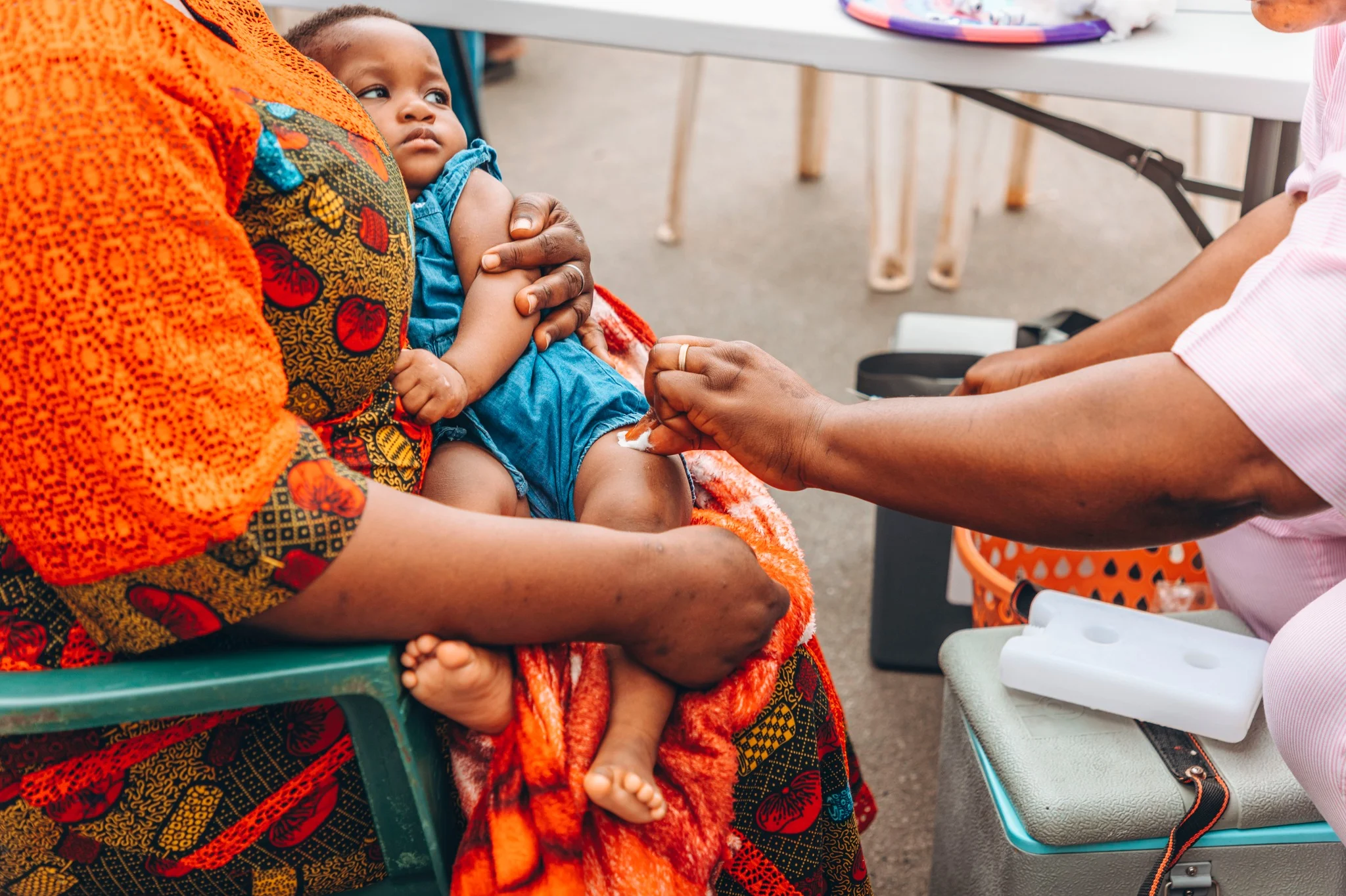 One of the first infants vaccinated with the R21 malaria vaccine