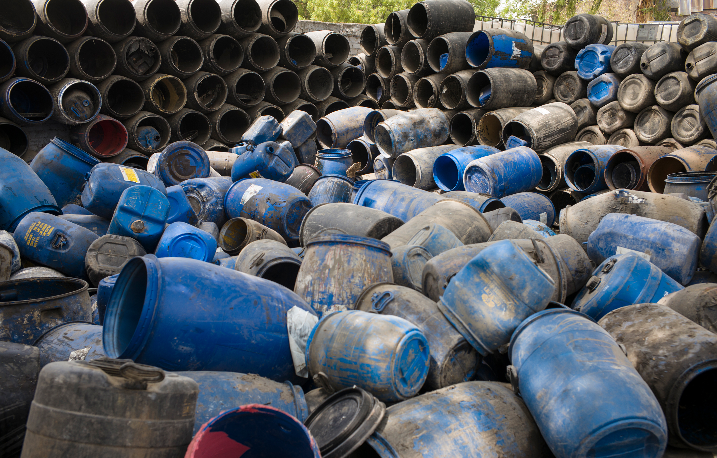 Empty barrels at a dumping site